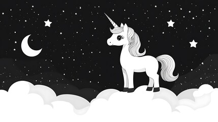 Unicorn night sky clouds dream