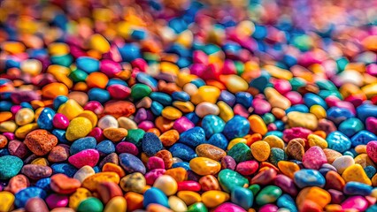 Fototapeta premium Colorful Pebbles Surface, Natural Stone Decor, Copy Space