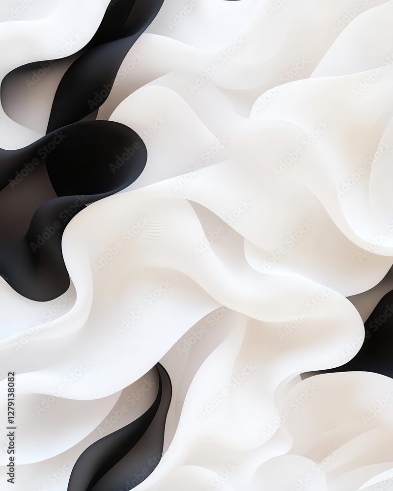 Poster monochrome abstract lines on fabric, soft futuristic texture with a modern simplicity.