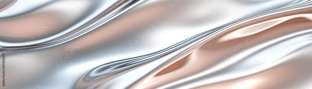Poster mirrored metallic surface with soft distortions, futuristic abstract texture with a modern twist