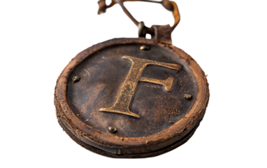 Initialed Leather Locket on transparent background PNG.