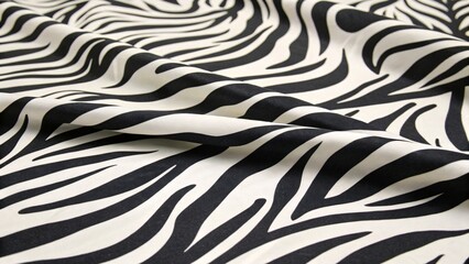 Zebra Print Fabric Close-Up with Folds and Texture