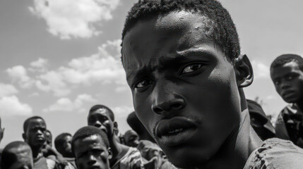 Black man portrait african poor people refugees