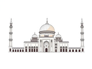 Naklejka premium Elegant Mosque Illustration with Islamic Architecture 