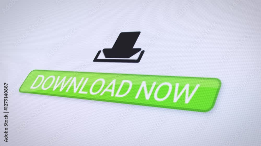 Poster video animation of a website with a green download now button. a computer monitor that displays the 