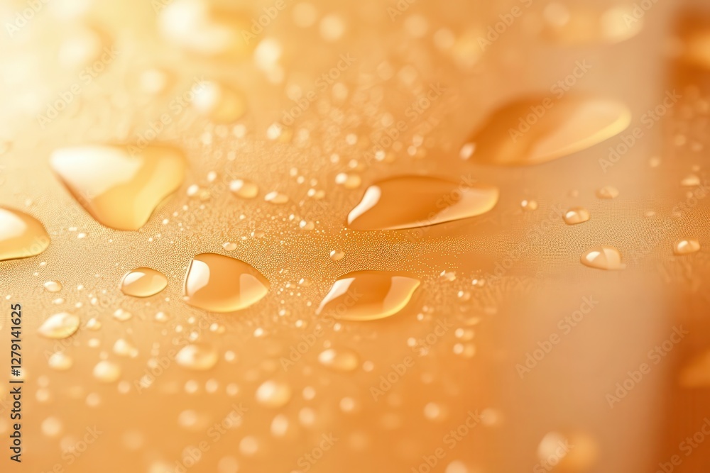 Poster frosted glass with condensation drops creates a soft and cool high-end look with blurred light effec