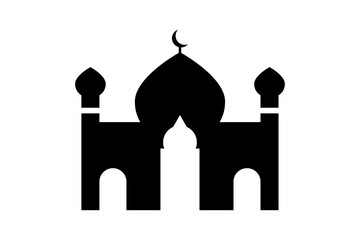 Islamic Mosque Silhouette Icon – Vector Symbol of Muslim Architecture