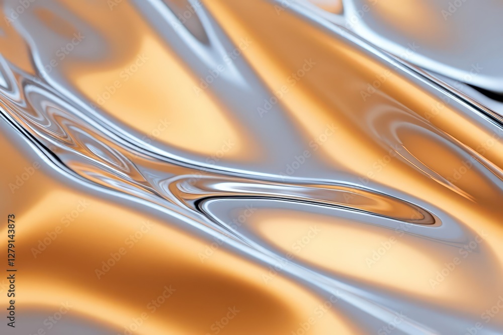 Poster the chrome reflections on a curved surface create a distorted abstract effect that exudes a futurist