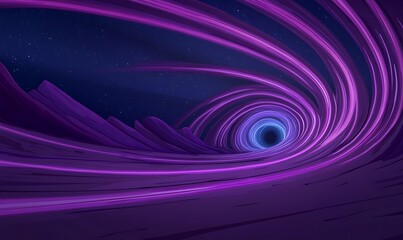 A vibrant cartoon-style image of a hyperspace tunnel featuring neon streaks of light.