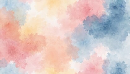 Seamless pattern. Abstract watercolor painting art with blended pastel strokes of pink, blue, yellow shades. Rainbow gradient light background. Decorative design element. Magic universe holographic