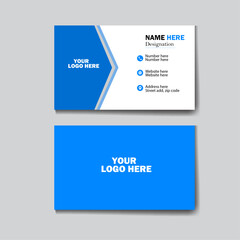 Dark azure and white Modern Business Card  clean and professional  template vector design.