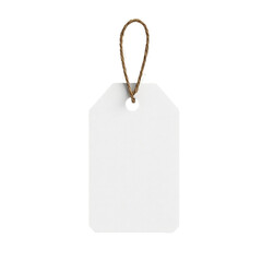 Blank white tag with a jute rope ready for a message, a simple design, a minimalist style