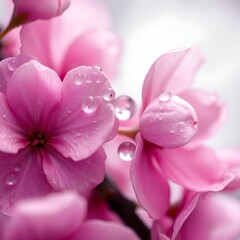 "Beautiful Pink Cherry Blossom with Dew Drops"

