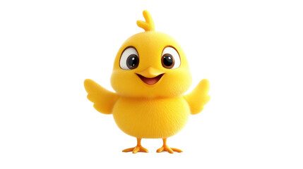 3d rendering of a cute cartoon chick standing isolated on white background 