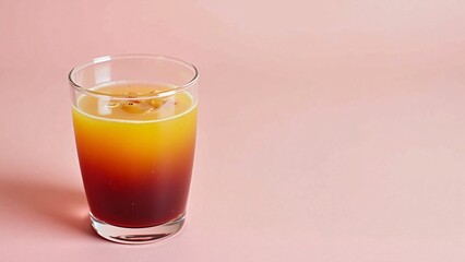 Tequila Sunrise Cocktail in Glass on Pink Background