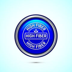 High fiber food icon design illustration. High fiber badge label vector design, Blue color round button design