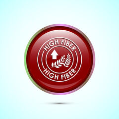 Fototapeta premium High fiber food icon design illustration. High fiber badge label vector design, Red color round button design