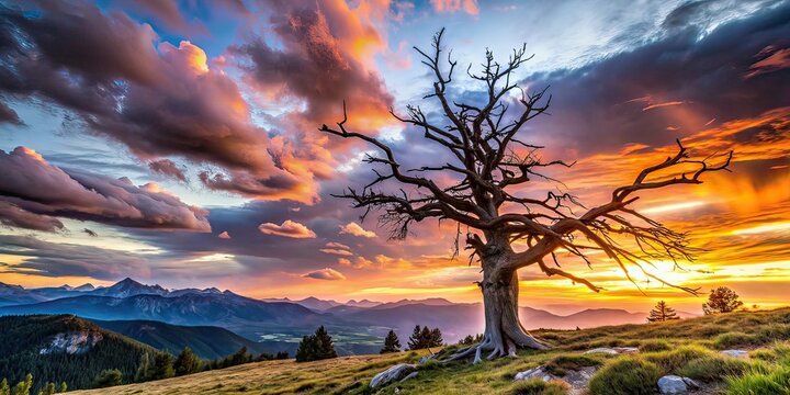Dead Tree Silhouette Arselle Plateau Chamrousse Vercors Mountains