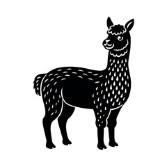 Playful Alpaca Silhouette Vector Artwork
