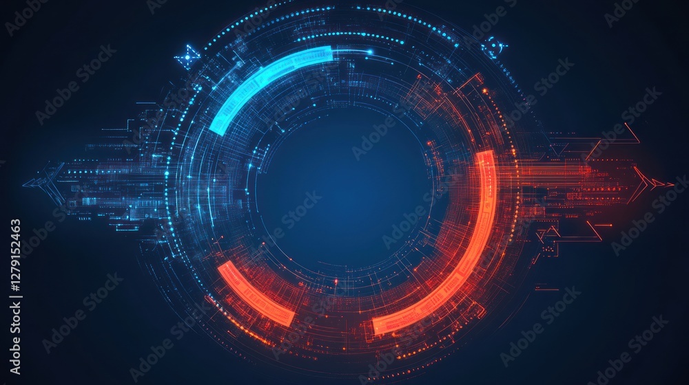 Poster abstract digital technology circular interface design