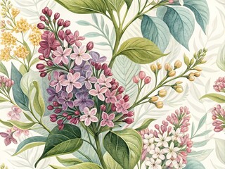 Delicate Spring Floral Boho Texture - Left Position Copy Space