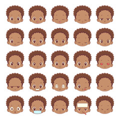 Obraz premium Black child facial expressions, set collection