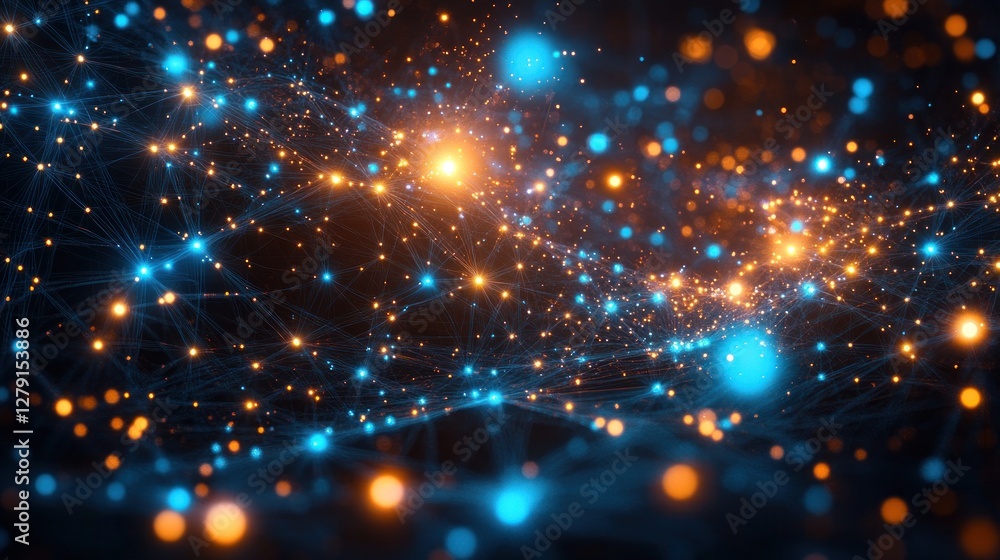 Poster abstract network of interconnected nodes and lights