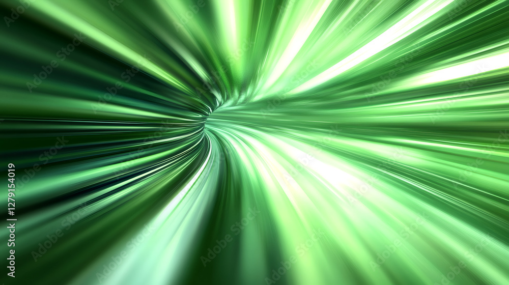 Aufkleber abstract green vortex simulating energy flow through fiber optic cable, futuristic data transmission