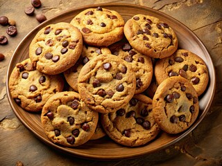 Naklejka premium Delicious Chocolate Chip Cookies - Rule of Thirds Food Photography