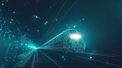 Futuristic High Speed Train Digital Network Concept