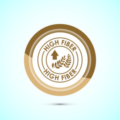 High fiber food icon design illustration. High fiber badge label vector design, Gold color button design