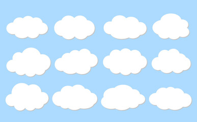 影がついている雲のもくもくフレームセット