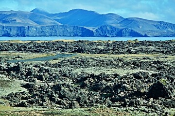 Iceland-view of seacoast near Grindavík on the southern peninsula