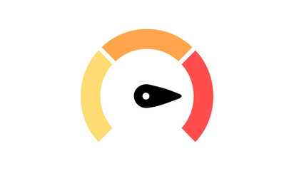 Set di icone del tachimetro. Illustrazione  della barra del quadrante del livello di prestazioni. Simbolo di misura del livello di potenza. Grafico infografico del cruscotto con segno 