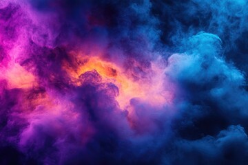 Fototapeta premium Abstract art depicting vibrant, swirling clouds of purple, pink, orange, and blue hues.