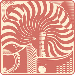 This abstract sticker represents summer through geometric shapes, depicting warmth, energy, and nature.