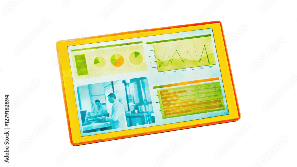 Poster food science technology concept, augmented reality interface displaying data clipart photo isolated 