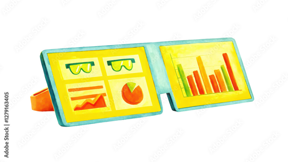 Poster food science technology concept, virtual reality interface with data visualization clipart photo iso