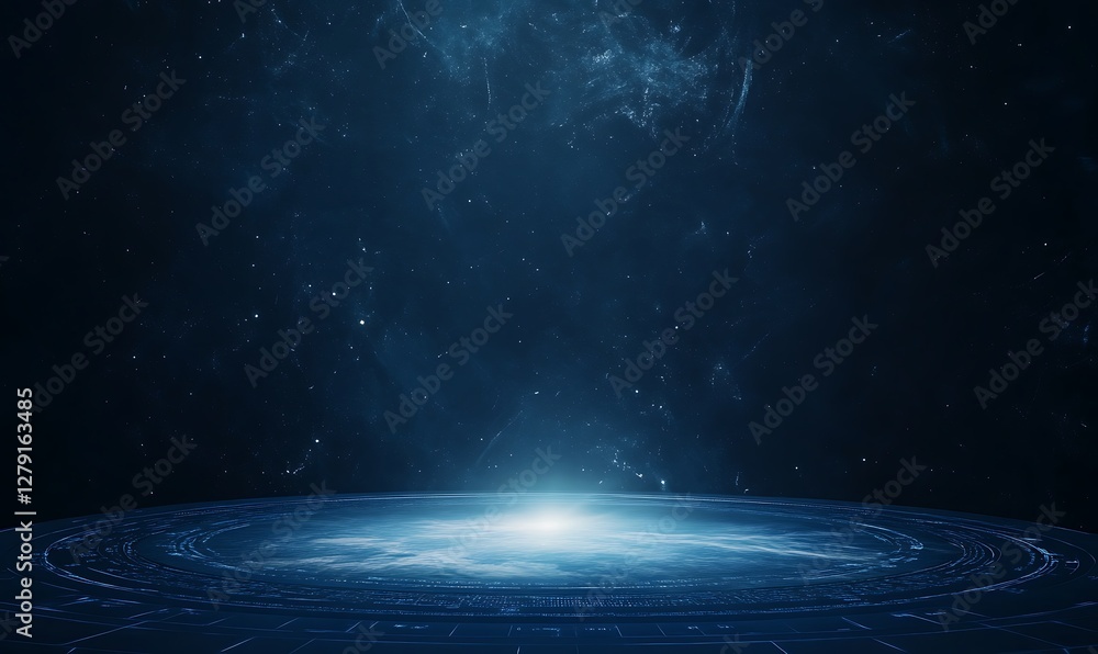 Aufkleber Image of a deep space telescope interface scanning distant planets in a cosmic setting.