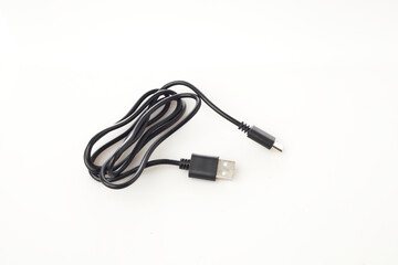 A black USB A to C charging cable is displayed against a plain background, showcasing its design and connectors for various electronic devices