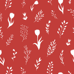 Seamless vector pattern of abstract floral elements. Background for greeting card, website, printing on fabric, gift wrap, postcard and wallpapers. 