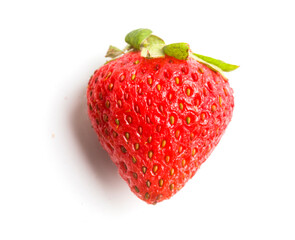 one whole strawberry on white background