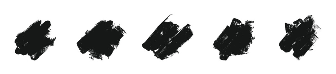 Set of black paint, ink brush, brush. Brush Stroke Paint Boxes Set. 