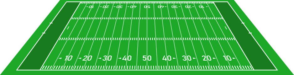 American Football Field Strategy Diagram - Top View Vector Clipart Illustration. Green American Football Field Layout with Strategy Markings - Vector Top View.