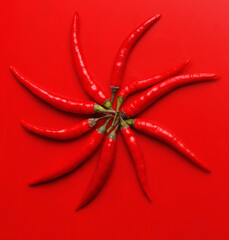 set of chilipers on a red background