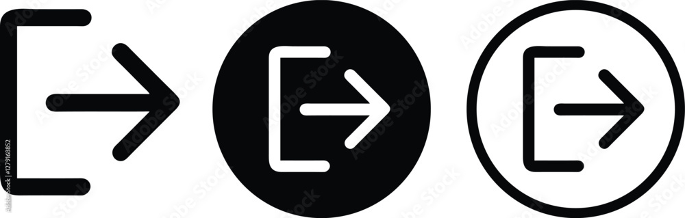 Poster exit icon set vector. log out icon sign on white background