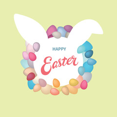 Easter Banner postcard. Egg frame with congratulations