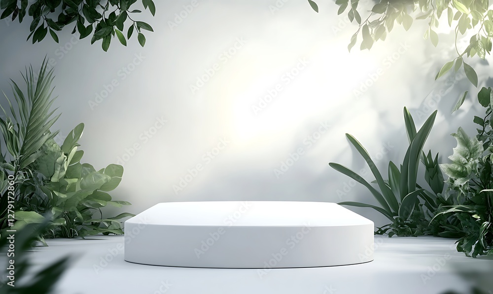 Aufkleber elegant white podium with a smooth surface, illuminated by soft light for presentation or display pu