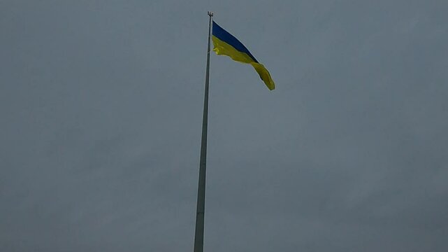 flag of Ukraine waving in Kyiv