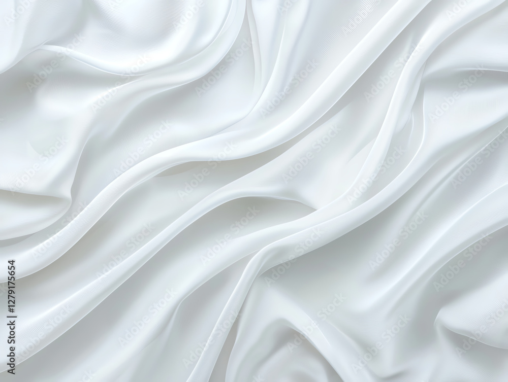 Poster soft white fabric with elegant folds and smooth texture, perfect for various design projects